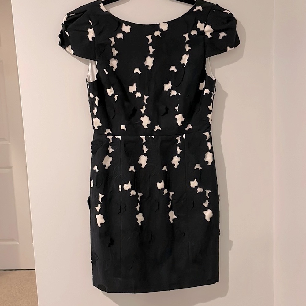 Tibi lace cap sleeve open back dress